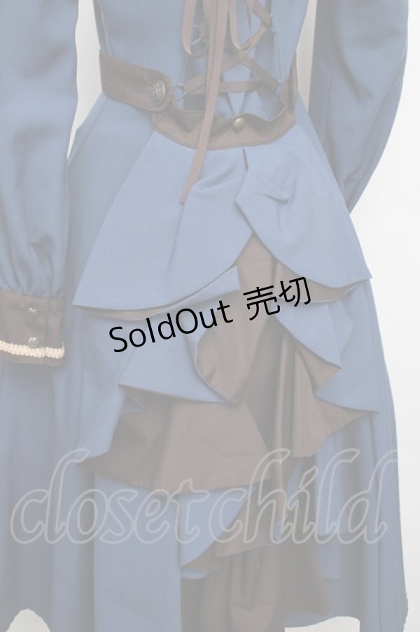 画像3: Innocent World / フルールバッスルドレス(長袖) M ブルーｘショコラ S-26-01-21-035-IW-OP-HR-ZS (3)