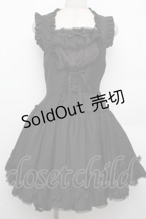 画像: BPN / レースアップフリルジャンパースカート  黒 S-26-01-21-036-GO-OP-AS-ZS