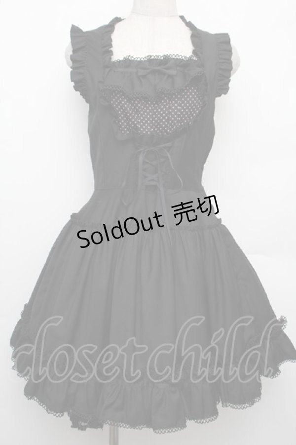 画像1: BPN / レースアップフリルジャンパースカート  黒 S-26-01-21-036-GO-OP-AS-ZS (1)