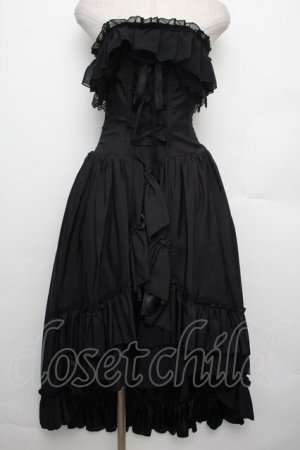 画像: ATELIER PIERROT / バッスルコルセットジャンパースカート  黒 S-26-01-21-037-EL-OP-AS-ZS