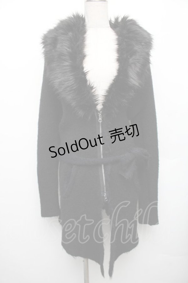 画像1: CIVARIZE / ファー付き接結ニットガウンカーディガン  黒 S-26-01-21-041-GO-TO-AS-ZS (1)