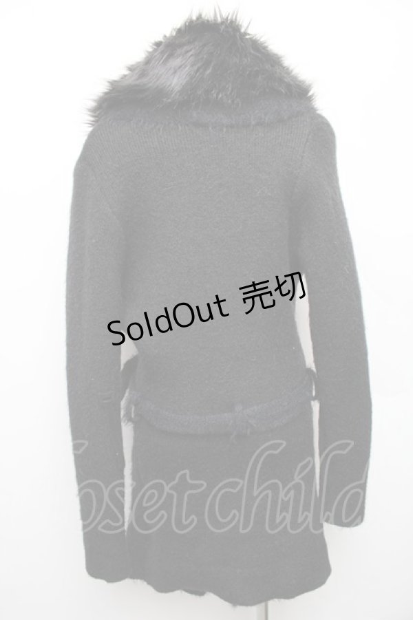 画像2: CIVARIZE / ファー付き接結ニットガウンカーディガン  黒 S-26-01-21-041-GO-TO-AS-ZS (2)