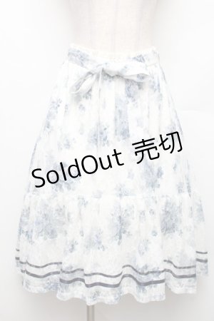 画像: axes femme / フラワーレーススカート  オフｘブルー S-26-01-21-043-AX-SK-AS-ZS