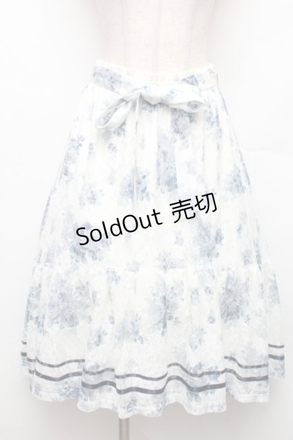 画像1: axes femme / フラワーレーススカート  オフｘブルー S-26-01-21-043-AX-SK-AS-ZS (1)