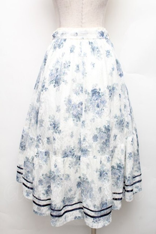 画像2: axes femme / フラワーレーススカート  オフｘブルー S-26-01-21-043-AX-SK-AS-ZS (2)