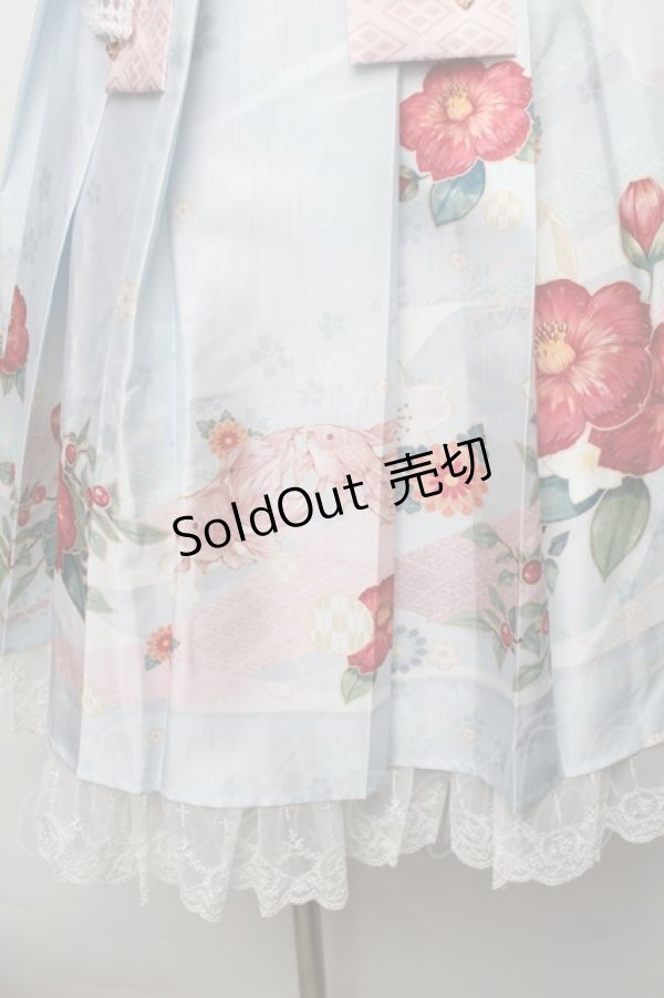 画像5: Nyanya / 山茶歌謠ハイウエストショート丈ジャンパースカート S 浅葱 S-26-01-23-030-EL-OP-SA-ZT147 (5)