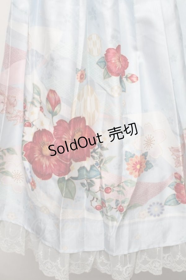 画像6: Nyanya / 山茶歌謠ハイウエストショート丈ジャンパースカート S 浅葱 S-26-01-23-030-EL-OP-SA-ZT147 (6)