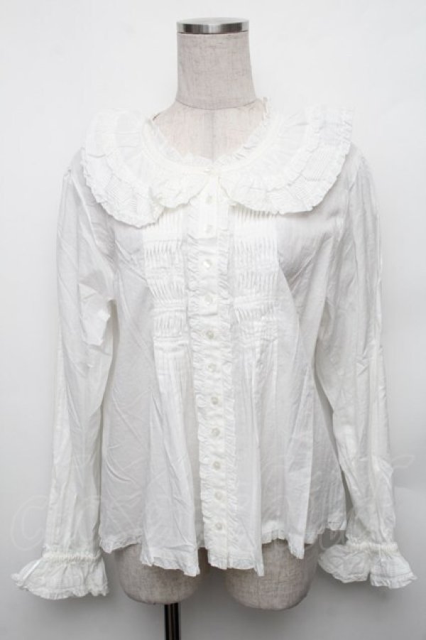 画像1: PINK HOUSE / リボンブローチ付きローンブラウス  白 S-26-01-23-004-LO-BL-HR-ZS (1)