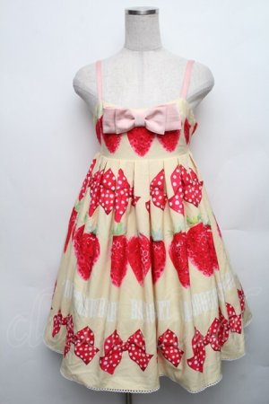 画像: Bacio Bouquet / Sweet Strawberryハイウエストジャンパースカート S イエロー S-26-01-23-032-0-OP-SA-ZT041