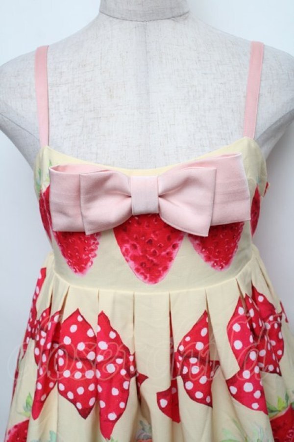 画像3: Bacio Bouquet / Sweet Strawberryハイウエストジャンパースカート S イエロー S-26-01-23-032-0-OP-SA-ZT041 (3)