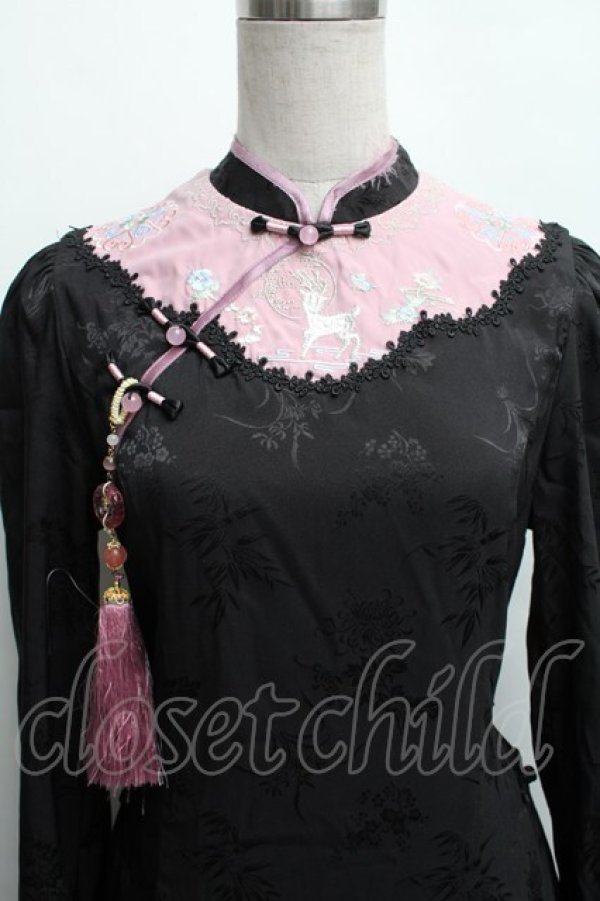 画像3: Chess Story / チャイナタッセルデザインワンピース M 黒Ｘピンク S-26-01-23-042-0-OP-SA-ZS (3)