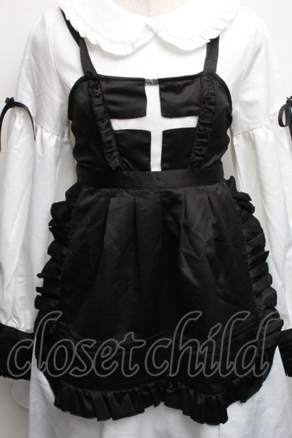 画像3: Luna Planetarium / クロスエプロン付きワンピース  白Ｘ黒 S-26-01-23-043-LO-CO-SA-ZT144 (3)