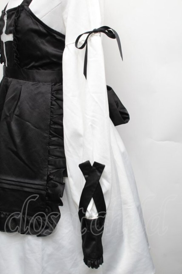 画像4: Luna Planetarium / クロスエプロン付きワンピース  白Ｘ黒 S-26-01-23-043-LO-CO-SA-ZT144 (4)