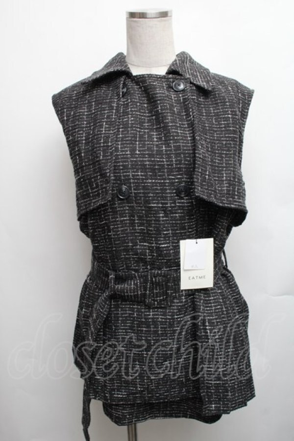 画像1: EATME / ツイードプリーツベスト&スカートSet  黒 S-26-01-23-044-LO-OP-AS-ZT599 (1)