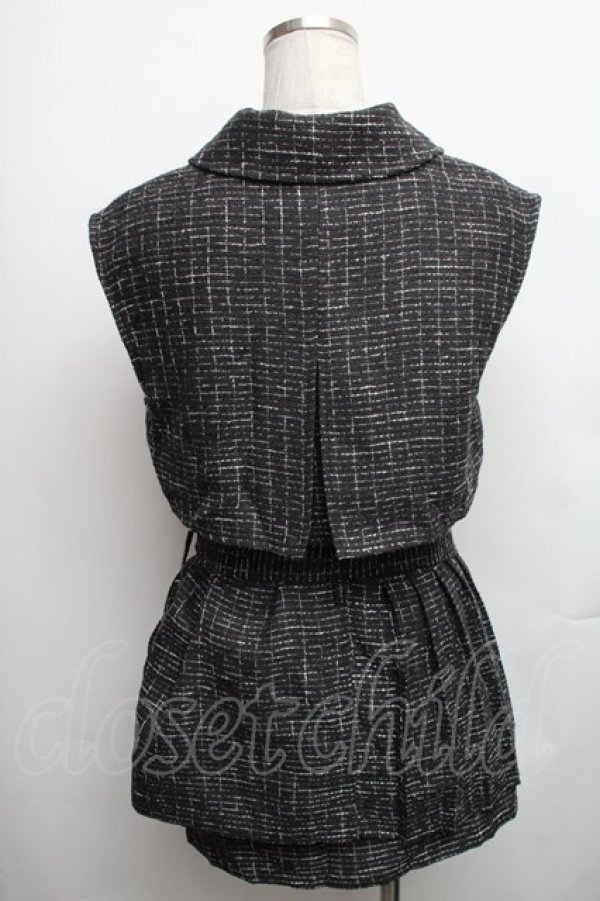 画像2: EATME / ツイードプリーツベスト&スカートSet  黒 S-26-01-23-044-LO-OP-AS-ZT599 (2)