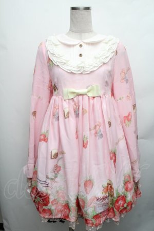 画像: CAT'S BROOM / いちごジャム瓶プリントワンピース&カチューシャセット  ピンク S-26-01-23-045-LO-OP-SA-ZS