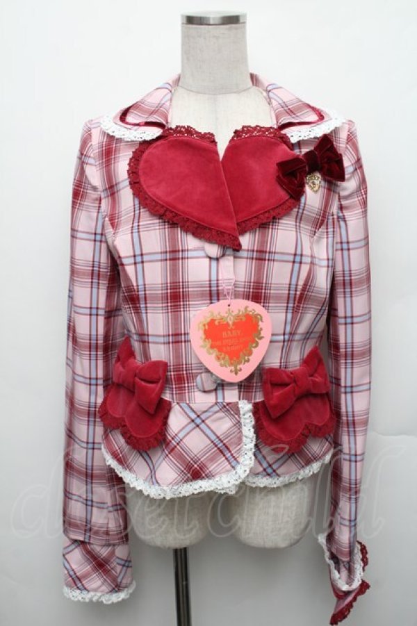 画像1: BABY,THE STARS SHINE BRIGHT / Mary Stuartタータンチェックジャケット  ピンク S-26-01-23-011-BA-JA-AS-ZS (1)
