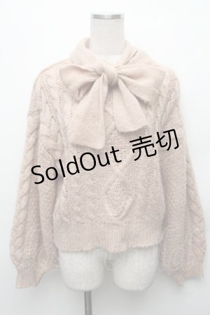 画像: F&A / ボウタイ付きケーブルニットプルオーバー  ベージュ S-26-01-23-018-LO-TO-HR-ZS