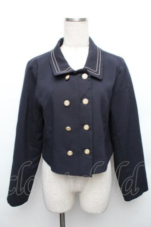 画像: Fi.n.t / チェーンステッチ使いダブル釦ショートジャケット  紺 S-26-01-23-020-CA-JA-HR-ZS