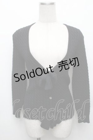 画像: INGEBORG / フロント2つリボンニットカーディガン  黒 S-26-01-23-023-LO-TO-SA-ZT611