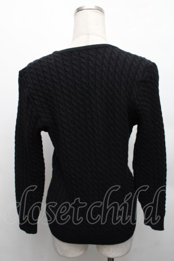 画像2: INGEBORG / フロント2つリボンニットカーディガン  黒 S-26-01-23-023-LO-TO-SA-ZT0216T (2)