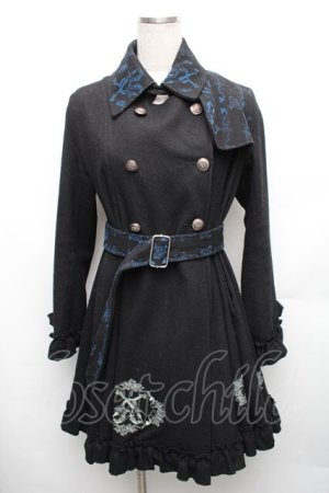 画像: FRILL / プリントAラインコート  黒 S-26-01-23-024-HN-CO-AS-ZS