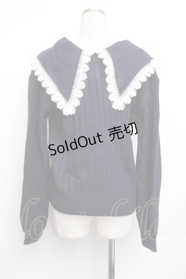 画像2: axes femme / ビッグ襟ニットカーデ  紺 S-26-01-25-034-AX-TO-AS-ZS (2)