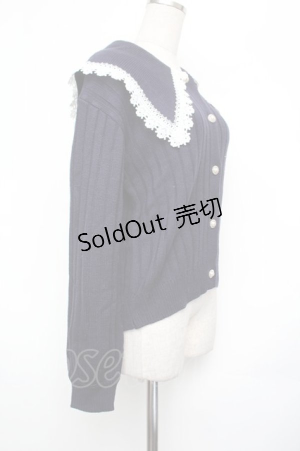 画像4: axes femme / ビッグ襟ニットカーデ  紺 S-26-01-25-034-AX-TO-AS-ZS (4)