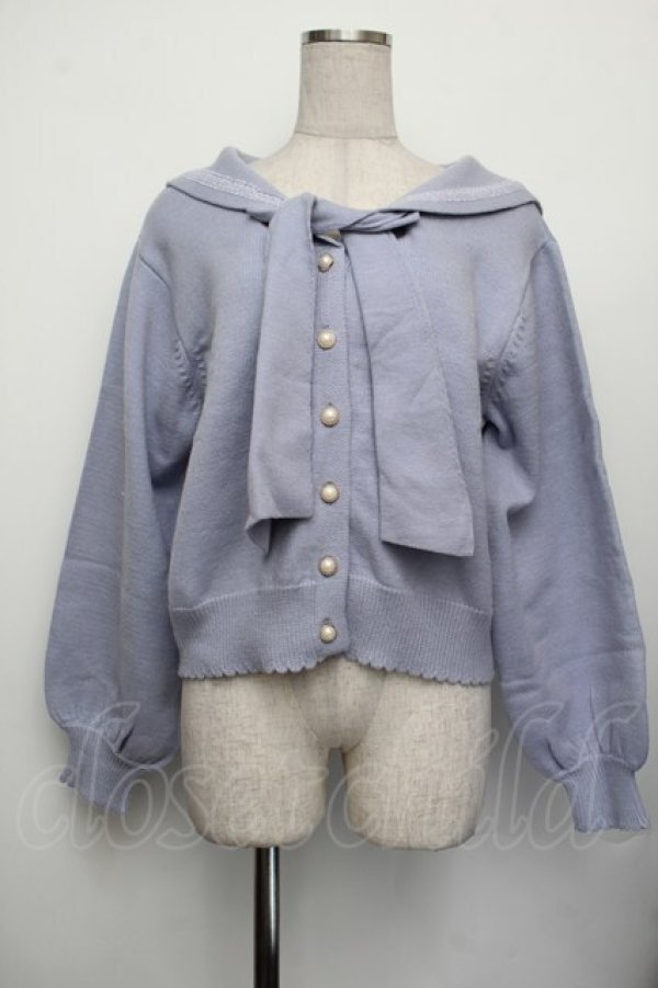 画像1: axes femme POETIQUE / セーラーカラーニットカーディガン  サックス S-26-01-25-035-AX-TO-AS-ZS (1)