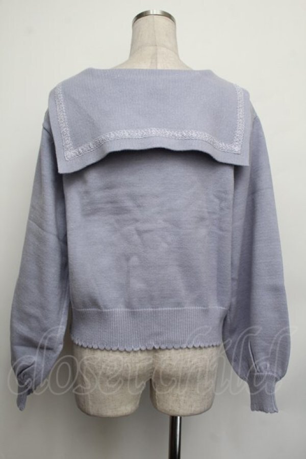 画像2: axes femme POETIQUE / セーラーカラーニットカーディガン  サックス S-26-01-25-035-AX-TO-AS-ZS (2)