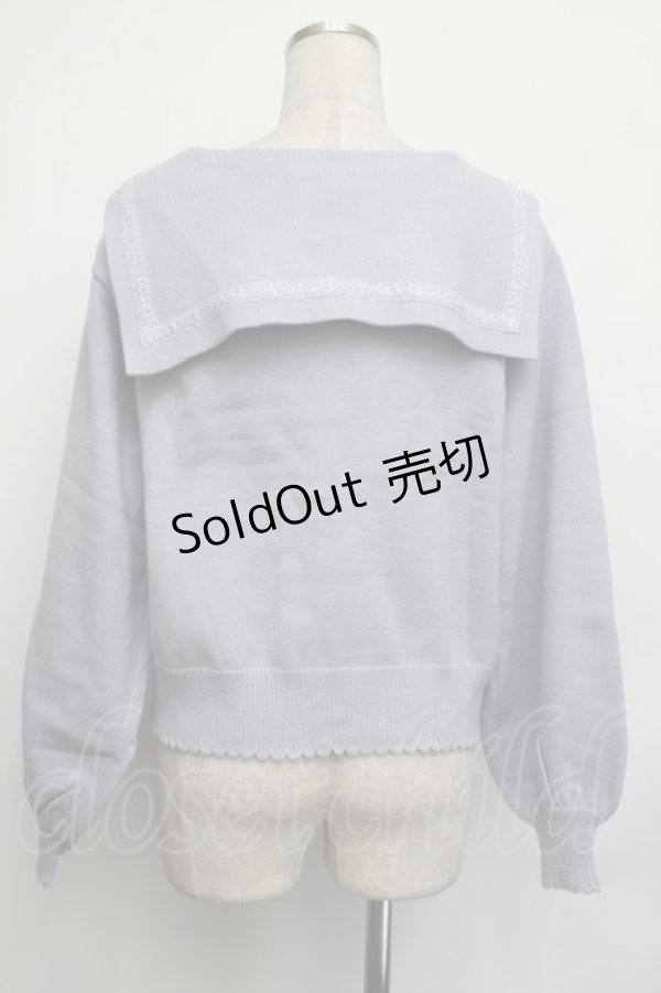 画像2: axes femme POETIQUE / セーラーカラーニットカーディガン  サックス S-26-01-25-035-AX-TO-AS-ZS (2)