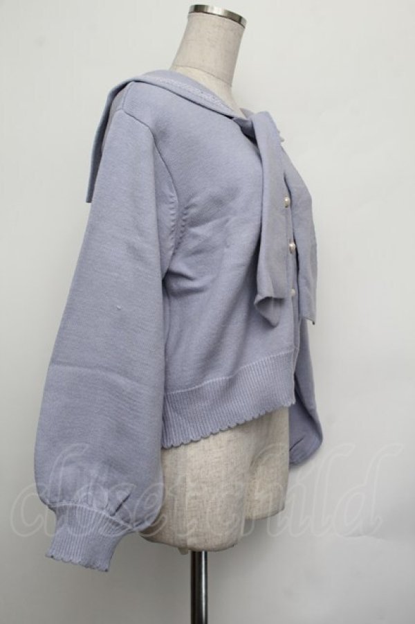 画像3: axes femme POETIQUE / セーラーカラーニットカーディガン  サックス S-26-01-25-035-AX-TO-AS-ZS (3)