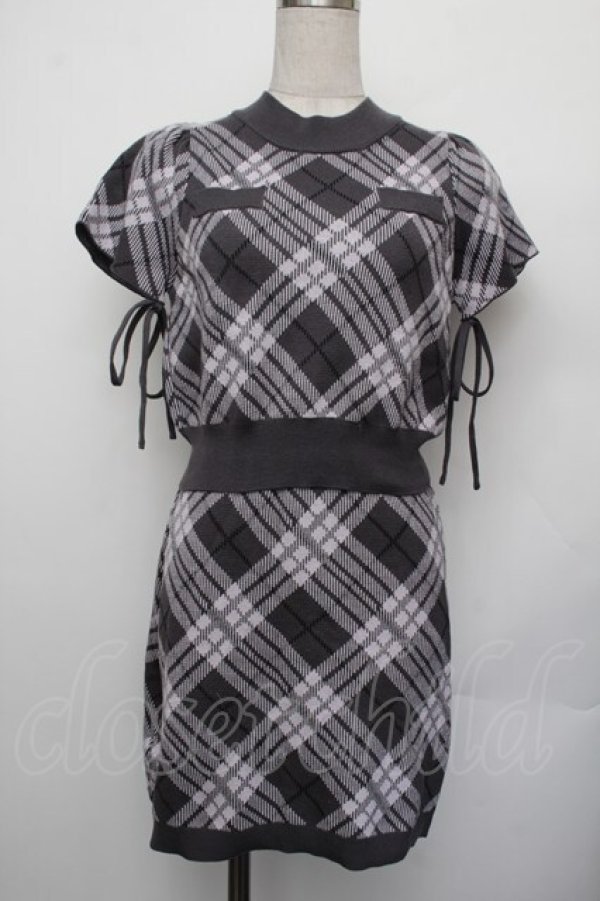 画像1: An MILLE / リボンチェックセットアップ  グレーｘピンク S-26-01-25-037-EL-OP-HR-ZS (1)