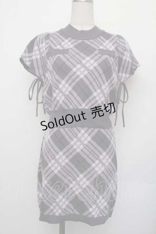 画像1: An MILLE / リボンチェックセットアップ  グレーｘピンク S-26-01-25-037-EL-OP-HR-ZS (1)