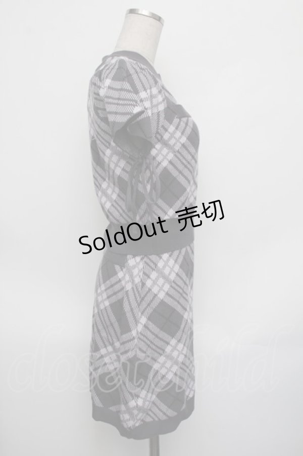 画像2: An MILLE / リボンチェックセットアップ  グレーｘピンク S-26-01-25-037-EL-OP-HR-ZS (2)