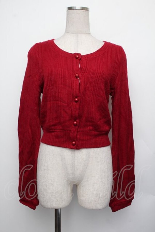 画像2: Secret Honey / 後リボンリブニットカーディガン  赤 S-26-01-25-039-CA-TO-AS-ZS (2)