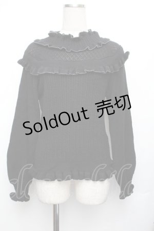 画像: axes femme / 配色フリルプルオーバー  黒 S-26-01-25-042-AX-TO-AS-ZS