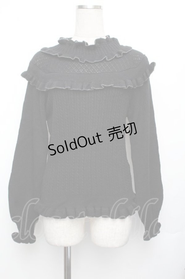 画像1: axes femme / 配色フリルプルオーバー  黒 S-26-01-25-042-AX-TO-AS-ZS (1)