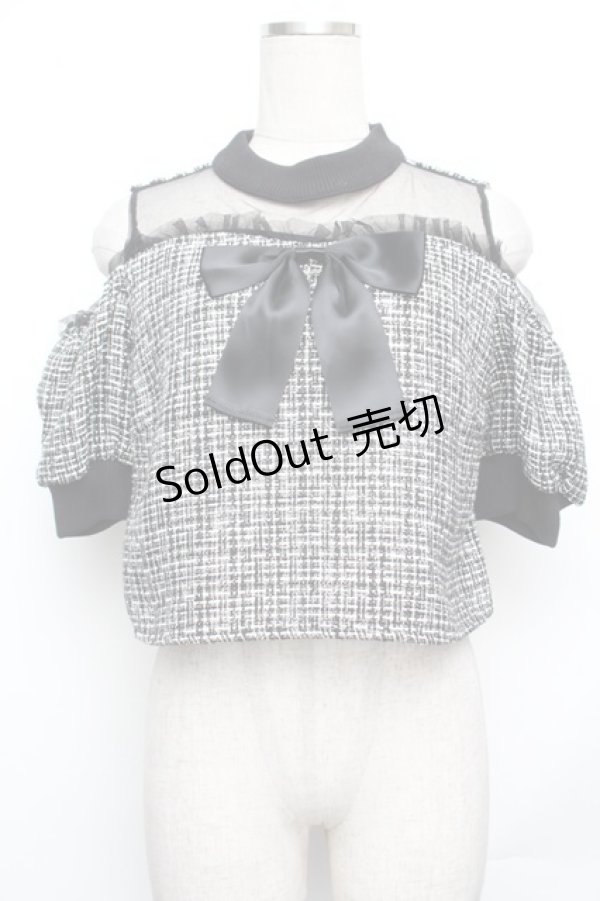画像1: Jamieエーエヌケー / ツイードトップス  黒ｘ白 S-26-01-25-044-0-TO-HR-ZS (1)