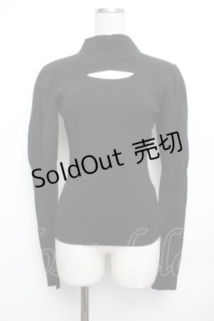 画像: EAT ME / パフスリーブリブニットTOP  黒 S-26-01-25-045-LO-TO-HR-ZS