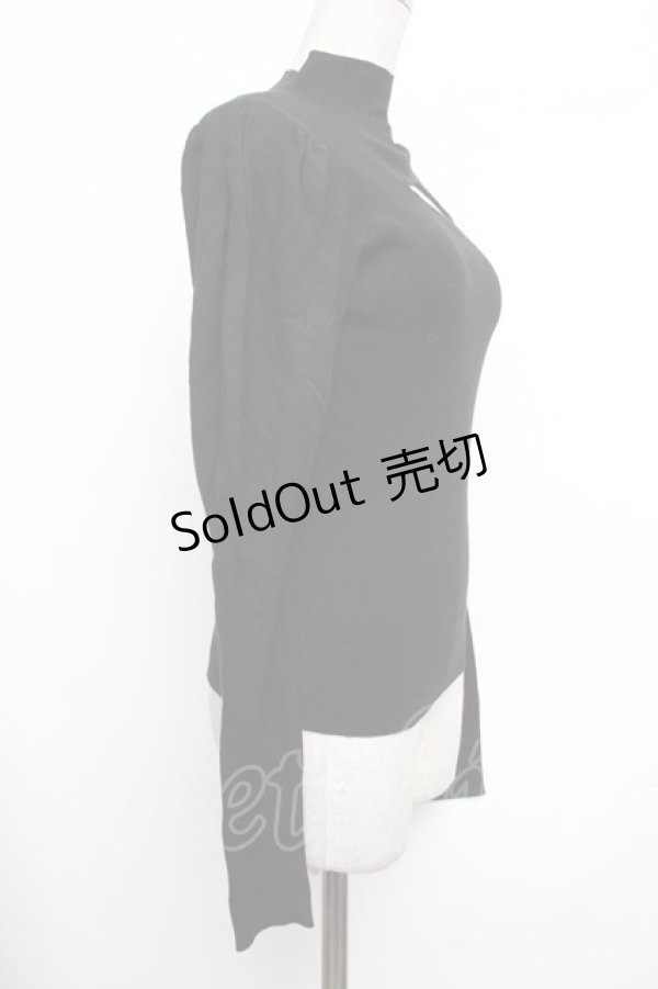 画像2: EAT ME / パフスリーブリブニットTOP  黒 S-26-01-25-045-LO-TO-HR-ZS (2)