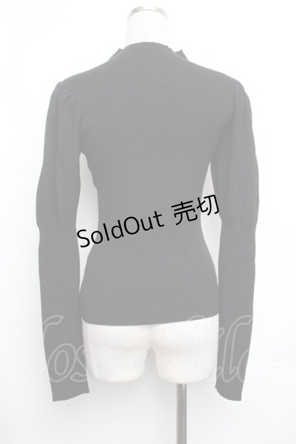 画像3: EAT ME / パフスリーブリブニットTOP  黒 S-26-01-25-045-LO-TO-HR-ZS (3)