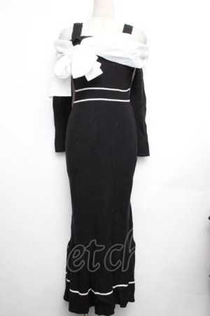 画像: evelyn / デコルテリボンワンピース  黒 S-26-01-25-054-LO-OP-AS-ZS