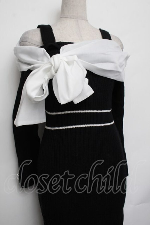 画像2: evelyn / デコルテリボンワンピース  黒 S-26-01-25-054-LO-OP-AS-ZS (2)