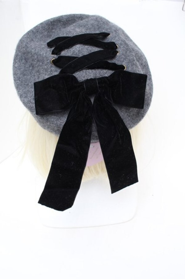 画像2: m petit by misako / AMクロミリボンベレー  グレー S-26-01-25-007-LO-AC-AS-ZS (2)