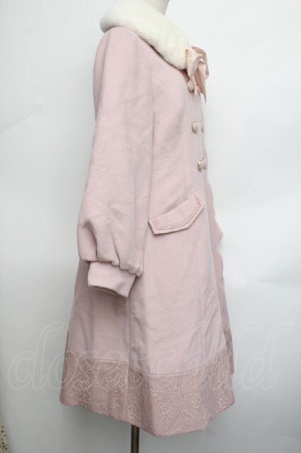 画像3: axes femme POETIQUE / ファーティペ付ロングコート  ピンク S-26-01-25-061-AX-CO-HR-ZS (3)