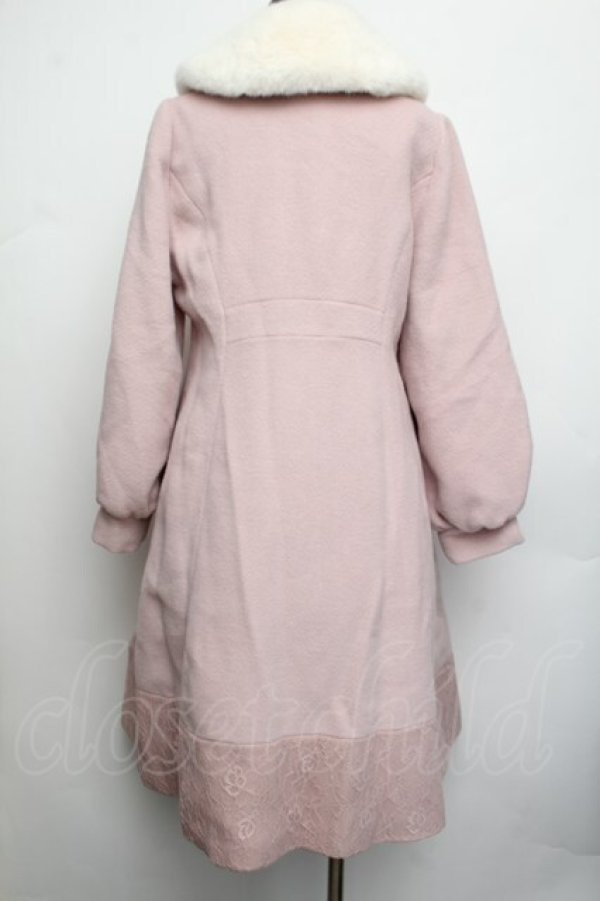 画像4: axes femme POETIQUE / ファーティペ付ロングコート  ピンク S-26-01-25-061-AX-CO-HR-ZS (4)