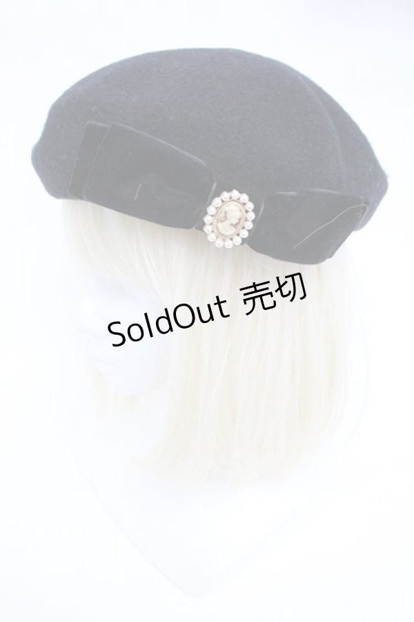 画像1: m petit by misako / AMモチーフリボンベレー  黒 S-26-01-25-009-LO-AC-HR-ZS (1)