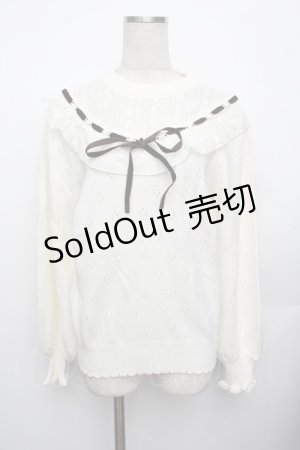 画像: axes femme / ヨークレース切替ニットプルオーバー  オフ S-26-01-25-018-AX-TO-AS-ZS