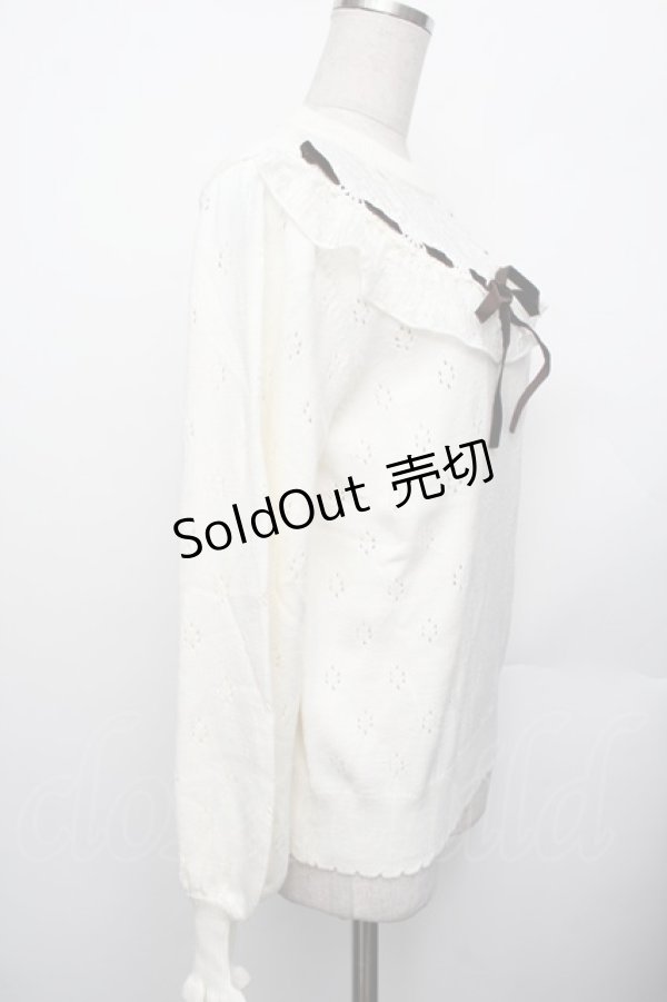 画像2: axes femme / ヨークレース切替ニットプルオーバー  オフ S-26-01-25-018-AX-TO-AS-ZS (2)